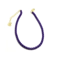 Detail of purple bead chain with golden lobster clasp and adjustable extension link - Purple Bead Style (19# Necklace)