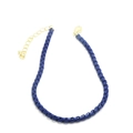 Primer plano de pulsera de cadena box azul oscuro con cierre de langosta dorado - Estilo Caja Azul Oscuro (Collar 15#)