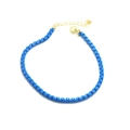 Detail view of bright blue enamel box chain bracelet with golden lobster clasp and extender - Bright Blue (12 Bracelet)