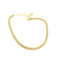 Close-up of golden square link bracelet with lobster clasp and extension chain detail - Gold Style (11# Necklace)