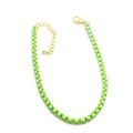 Detalle del collar de eslabones verde hierba con cierre de langosta dorado y extensión - Estilo Anillo Verde Hierba (Collar 6#)