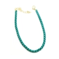 Detail of turquoise enamel link necklace with gold lobster clasp and adjustable chain - Cyan Ring Style (5# Necklace)