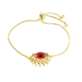 Pulsera ajustable ojo turco con pestañas de cristal y centro rojo acabado dorado - Rojo Ciruela