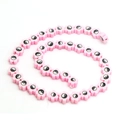 Spiral strand of pink flower beads with yin yang patterns for DIY jewelry making - 40Pcs Pack / Tai Chi Flower Style (4)