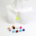 Collier avec pendentif tasse à café en émail coloré et gravure pour femme - Jaune