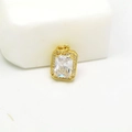 Golden rectangular star pendant with emerald-cut clear gemstone and micro-pave accents - Rectangle (White Zirconia)