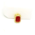 Square red gemstone pendant with gold frame and sparkling star accents for jewelry making - Rectangle (Red Zirconia)