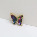 Colgante de mariposa de cristal iridiscente con baño de oro y anillos dobles para joyería - Estilo Colgante de Mariposa Arcoíris (4#)