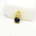 Goldener quadratischer Schlossanhänger mit dunkelblauem Edelstein für DIY Schmuck - Goldenes Schloss (Königsblauer Zirkonia)