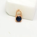 Roségoldener Schloss-Anhänger mit blauem Edelstein für DIY-Armbänder und Halsketten - Roségoldenes Schloss (Königsblauer Zirkonia)