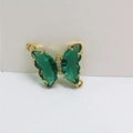 Colgante mariposa dorada con alas de cristal verde y diamantes para creación de joyas - Estilo Colgante de Mariposa Verde Esmeralda (8#)