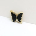 Colgante de mariposa dorada con piedras negras facetadas y detalles de circón blanco - Estilo Colgante de Mariposa Negra (16#)