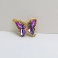 Colgante mariposa dorado con cristales degradados púrpuras y detalles de circón blanco - Estilo Colgante de Mariposa Rosa Púrpura (17#)