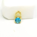 Goldener Schlossanhänger mit zentralem runden facettierten blauen Edelstein für DIY-Schmuck - Gold Lock (Blue Zirconia)