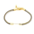 Detail of adjustable gray and gold braided nylon bracelet with a lobster clasp - Gray (Lobster Clasp)