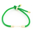 Adjustable green woven rope bracelet with gold metal connector and sliding knot detail - Green (Sliding Knot Adjustable)