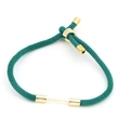 Detail of adjustable dark green woven bracelet with polished gold metal sliding fastener - Dark Purple (Sliding Knot Adjustable)
