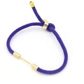 Detailed view of purple woven cord bracelet with adjustable gold metal closure buckle - Purple (Sliding Knot Adjustable)