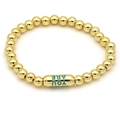 18k gold plated bullet beaded bracelet for couples featuring You Are Loved engraving - Dark Blue