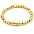 Minimalist 18k gold plated bullet beaded bracelet with 'ARE LOVED YOU' engraved charm - Green