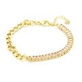 Dettaglio del bracciale cubano e tennis con zirconi champagne e chiusura a moschettone - Stile Giuntato Zirconia Champagne Maglia Cubana (19#)