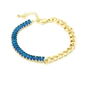 Dettaglio della catena groumette dorata con zirconi blu e chiusura a moschettone sicura - Stile Giuntato Zirconia Blu Profondo Maglia (16#)