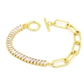 Dettaglio del bracciale a catena cubana dorata con zirconi e chiusura a levetta - Stile Zirconia Chiara Graffetta Chiusura OT (13#)