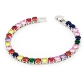 Regenboog tennisarmband met kleurrijke zirkonia steentjes en zilveren plating - Zilveren Regenboog Steen Stijl