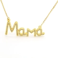 Détails du pendentif Mama plaqué or serti de cristaux scintillants sur une chaîne fine - Style Mama en Strass Or et Blanc (Style 44)