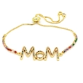 Bracelet ajustable MOM doré avec zircons arc-en-ciel et fermoir coulissant - Or MOM Strass Coloré (Style 58)