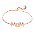 Vue détaillée du bracelet MOM en or rose avec zircons et fermoir à glissière ajustable - Or Rose MOM Strass (Style 57)