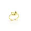Bague tête d'ours dorée avec yeux verts et design ouvert ajustable pour femmes - Style Ours aux Yeux Verts (v2)
