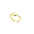 Vue détaillée d'une bague coeur dorée ajustable avec des accents de zircon brillants - Style Cœur de Pêche 3D (v9)