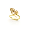 Détail de la bague papillon plaquée or ornée d'incrustations de zircons étincelants - Style Papillon Pavé (v8)