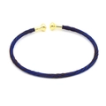 Dettaglio del braccialetto intrecciato a spirale a forma di C con terminali dorati - Spirale Blu e Marrone (10#)