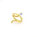 Detailed close-up of golden snake ring featuring textured scales and evil eye detail - Snake Style (White Eyes)
