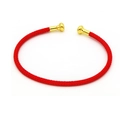 Detail of red braided hand rope bracelet with matte golden ends on a white background - Braided Cord Open Style / Red (1#)