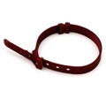 Macro shot of red Milanese mesh metal watch band with adjustable buckle on white background - Burgundy