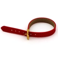 Red leather watch strap bracelet with gold metal buckle on a clean white background - Bright Red Leather Style (7#)