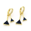 Pendientes asimétricos dorados con circonitas azules triangulares y piedras brillantes - Estilo A Azul (Triángulo)