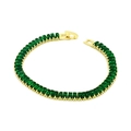 Detail of gold-plated tennis bracelet with emerald-cut green zircons and folding clasp - Bracelet Green