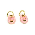 Pink enamel pig nose earrings in gold finish minimalist colorful summer jewelry for women - Pink (2#)