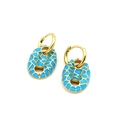 Detail of golden pig nose earrings with sky blue enamel and mosaic gold texture - Sky Blue (8#)