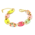 Detail of colorful enamel mosaic coffee bean link bracelet with golden lobster clasp - Multicolor Bracelet