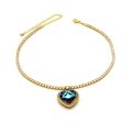 18k vergoldete Tenniskette mit blau-violettem Kristallherz-Anhänger und Zirkonia - Blau-Violettes Herz (S5)