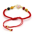 Λεπτομέρεια κόκκινου βραχιολιού ματιού με χρυσή κρυστάλλινη καρδιά και χρωματιστές χάντρες - Pink Eye Heart Pendant