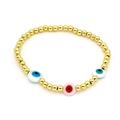 Bracciale a sfere dorate con tre ciondoli a forma di occhio turco colorati - Stile Mix Turchese (11#)
