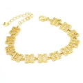 Goldenes Gliederkettenarmband mit LOVE Gravur und funkelnden Zirkonia im Retro-Stil - LOVE Rechteck Stil (17#) / Gold
