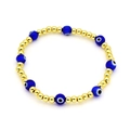 Turkish Evil Eye beaded bracelet with gold metal spheres and blue lucky eye charms - Classic Blue Style (3#)
