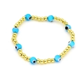 Bohemian gold beaded bracelet with light blue Turkish Evil Eye charms for good luck protection - Light Blue Style (4#)